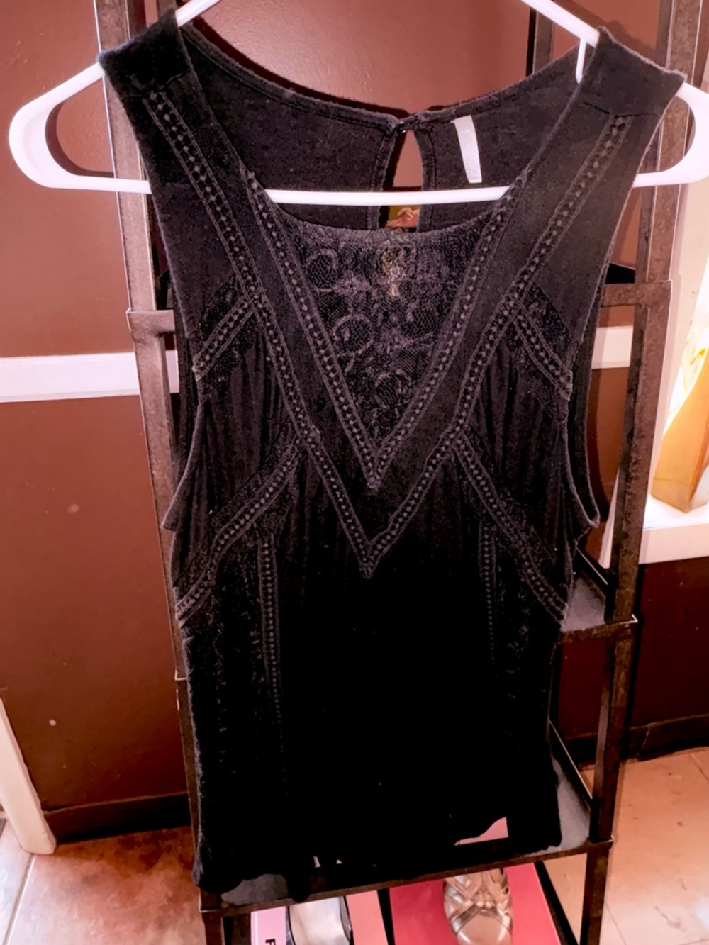 Black Sleeveless Lace-Accent Women’s Top